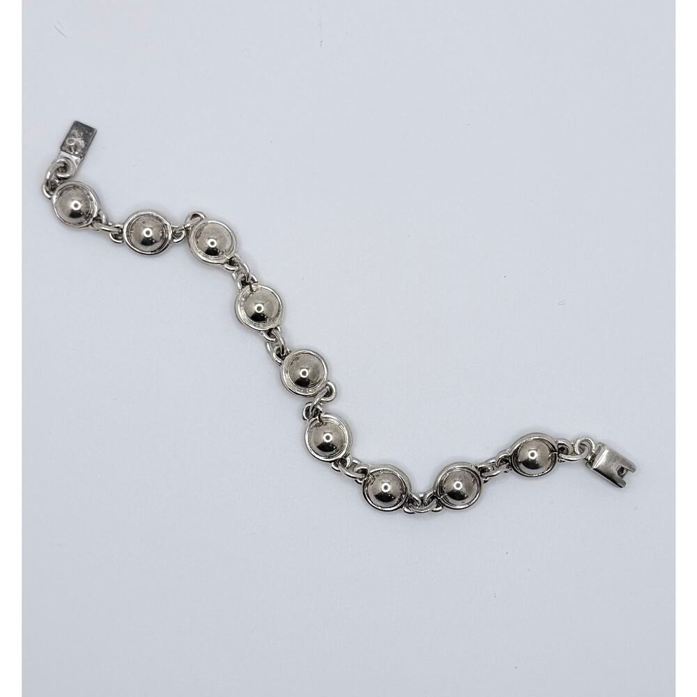 Vintage 925 Sterling Silver Dome Round Link Bracelet